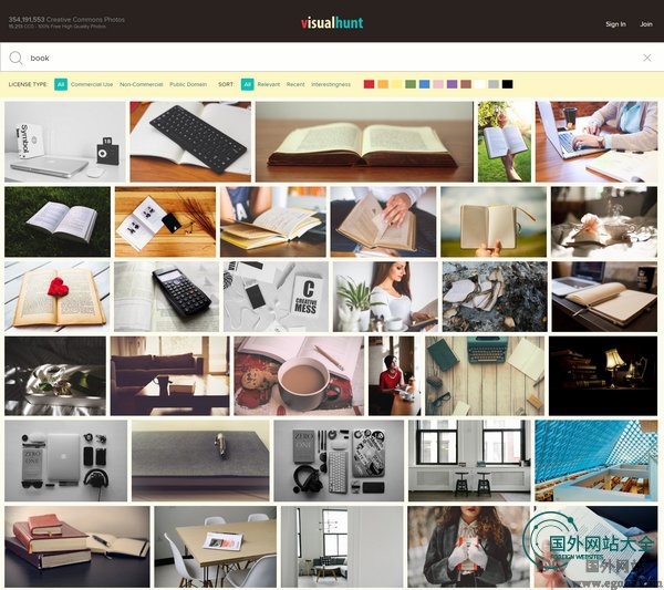VisualHunt:免费高清图片搜索引擎