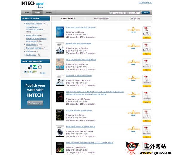 Intechopen:免费科技文献