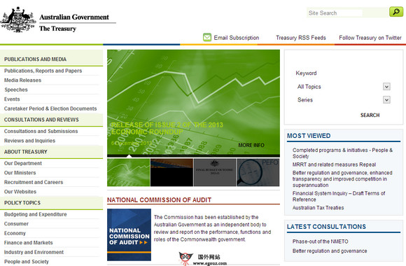 Treasury:澳大利亚财政部官网