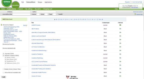 ScienceDirect:荷兰全文本科技数据库平台