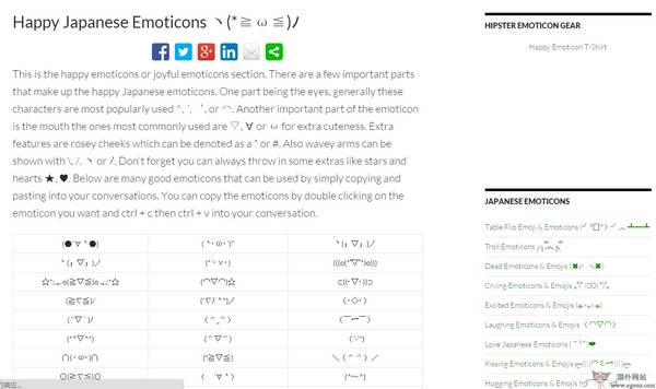 ASCII表情符号分享网【Hexascii】